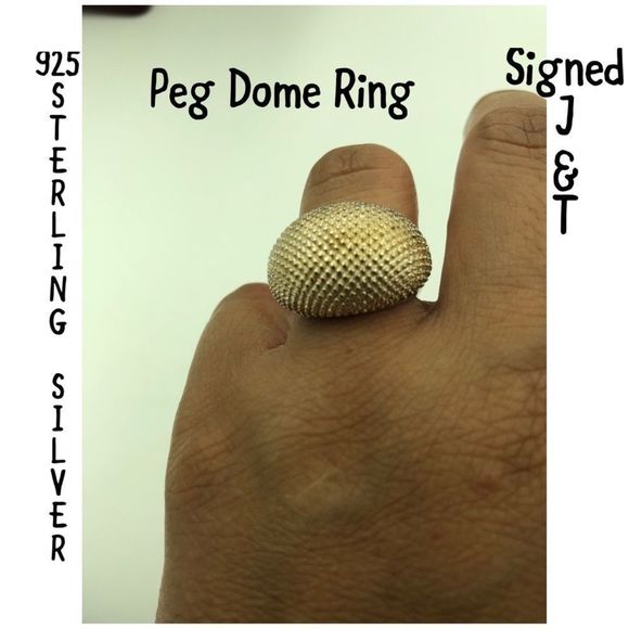 925 Sterling Silver Pegged Dome Ring Size 5 - Picture 4 of 7